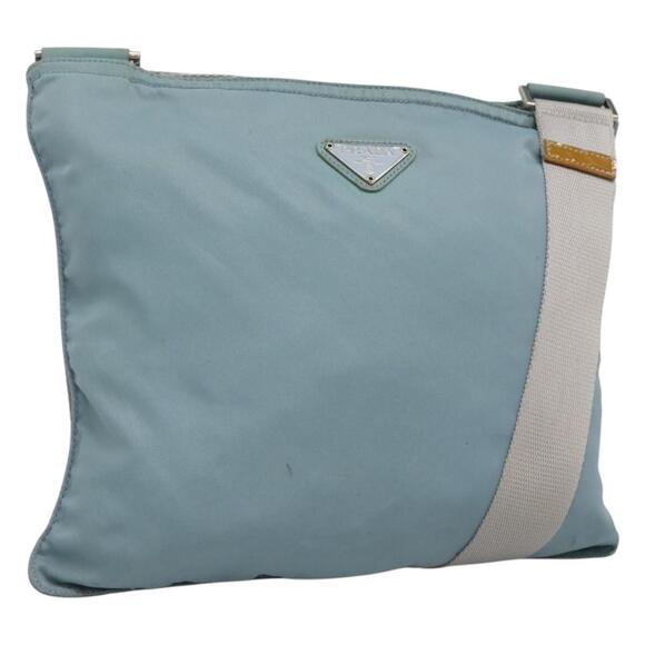 PRADA Shoulder Bag Nylon Blue Silver - Picture 1 of 12